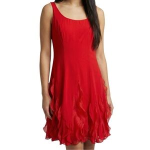 JS Boutique Red Formal Cocktail Prom Dress Red Ruffle Flame Bottom